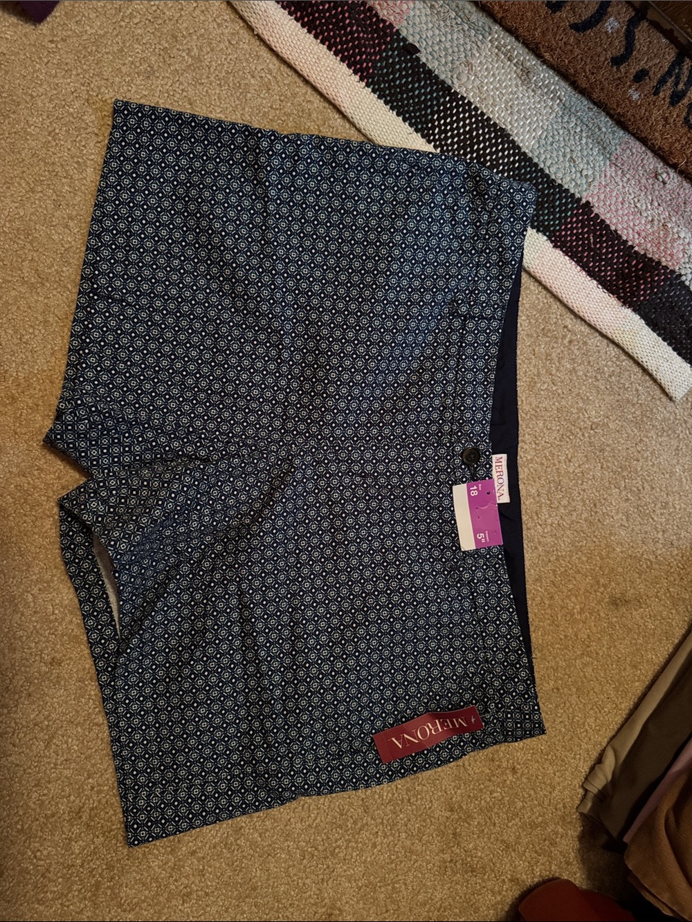 MWT Merona Navy Blue Geometric Pattern Shorts 18